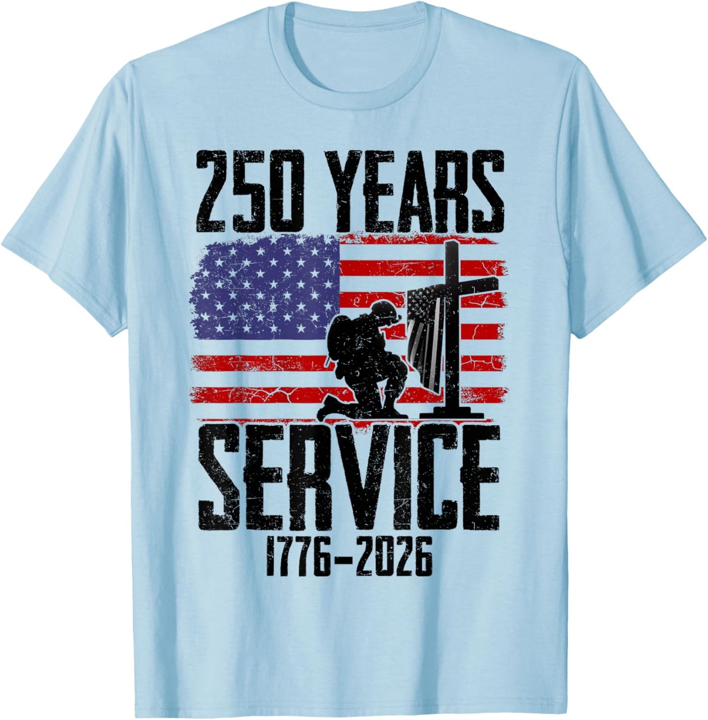 American Flag 250 Years 1776-2026 250th Birthday Patriotic T-Shirt - T-Shirt | Light Blue