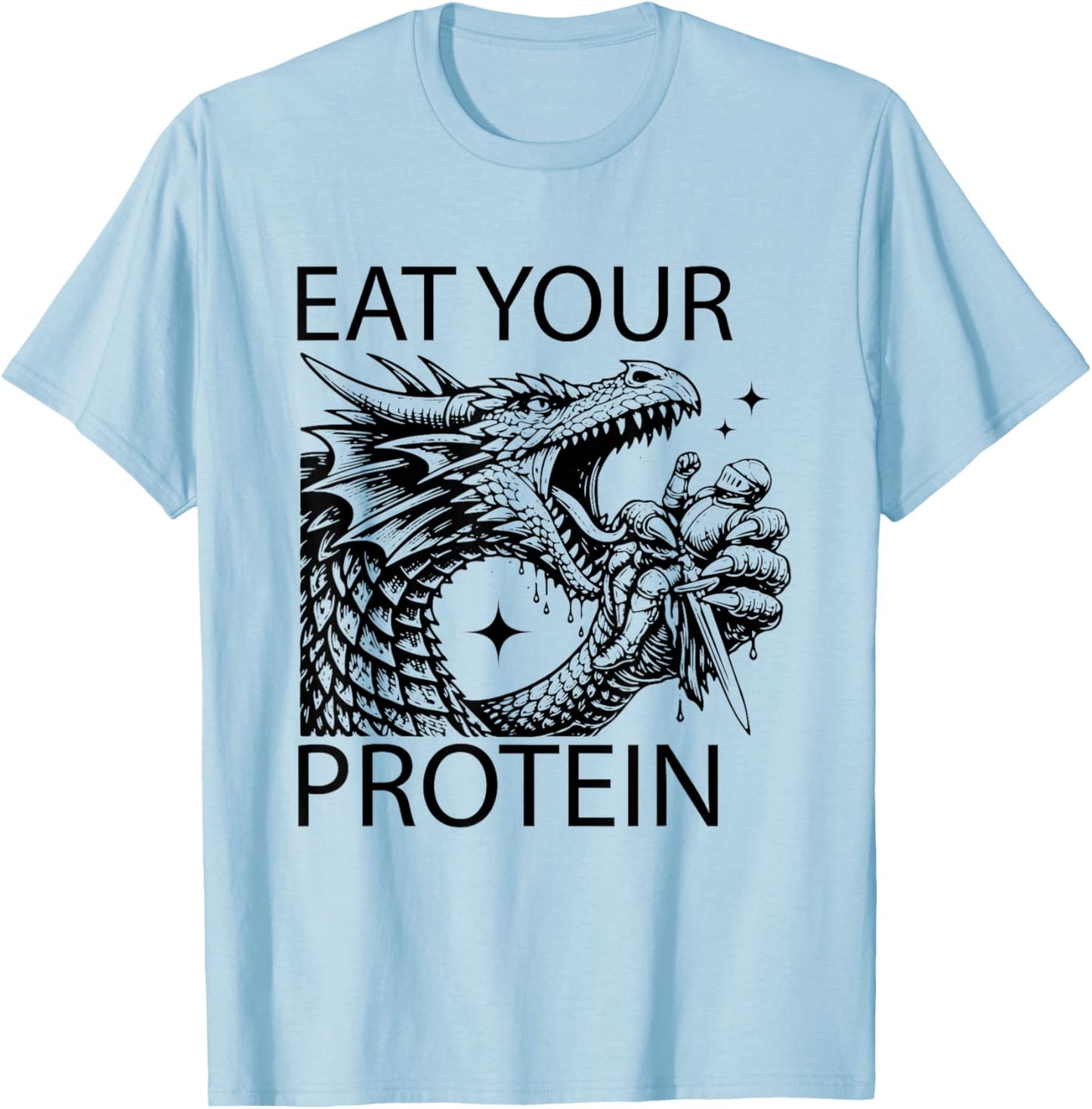 Eat Your Protein Dragon Knight Fitness Workout T-Shirt - T-Shirt | Light Blue