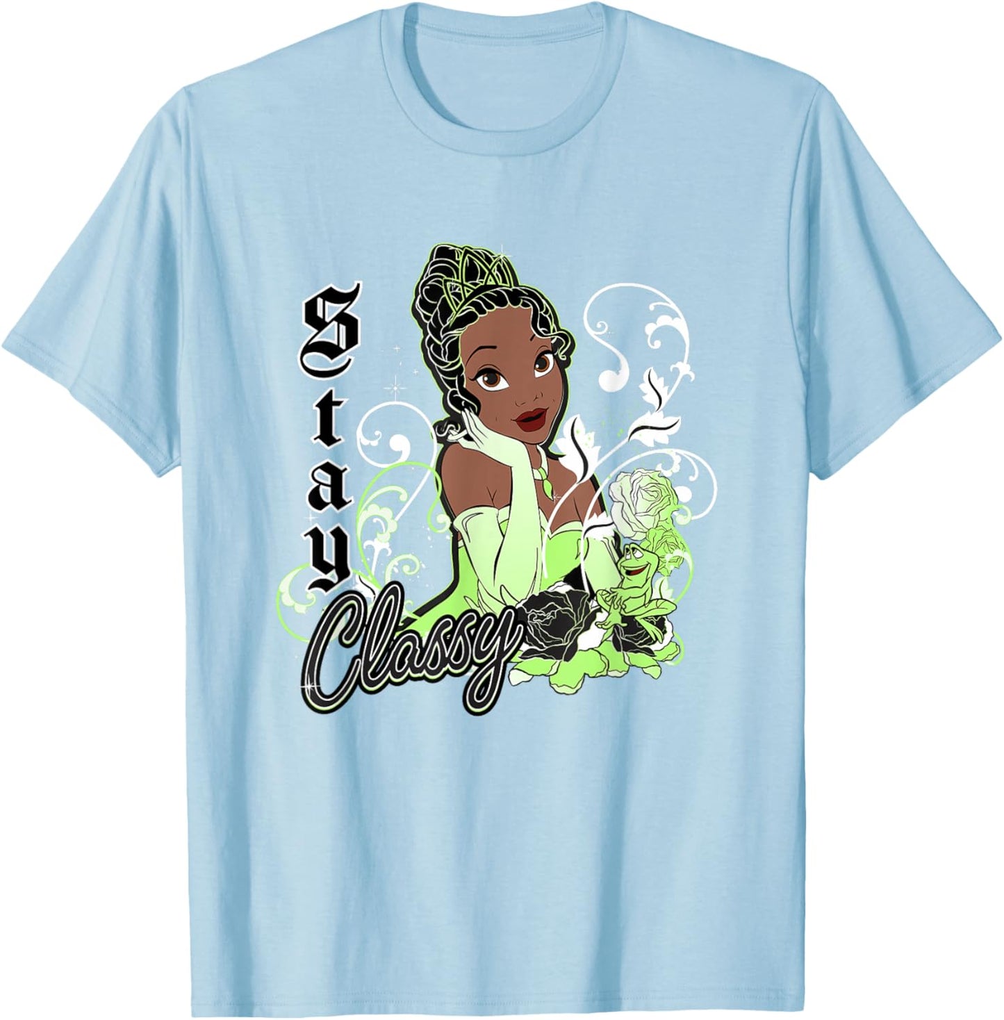 Disney The Princess and The Frog Tiana Naveen Roses T-Shirt - T-Shirt | Light Blue