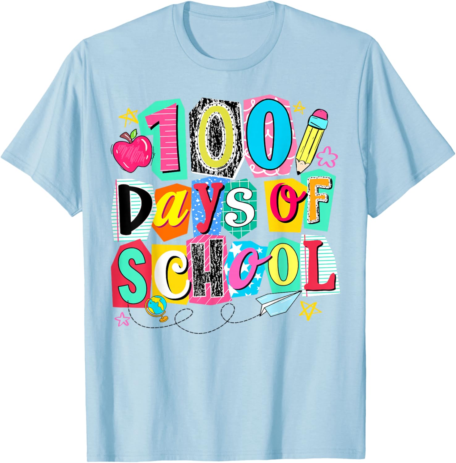 100 Days of School Teacher Student 100th Day of School T-Shirt - T-Shirt | Light Blue