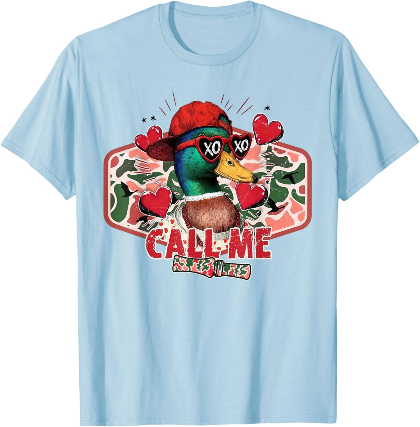 Boys Valentine Call Me Duck Hunting Kid Cute T-Shirt - T-Shirt | Light Blue