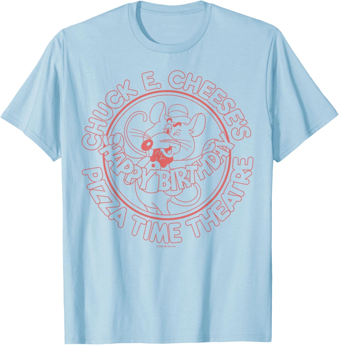 Chuck E. Cheese Happy Birthday Chuck E. Cheese's Pizza Time T-Shirt - T-Shirt | Light Blue