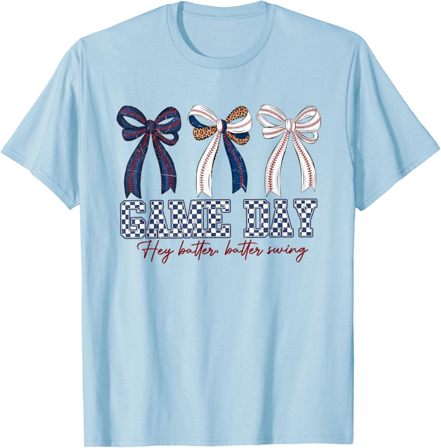 Baseball Game Day Coquette Hey Batter Swing Boys Youth Kids T-Shirt - T-Shirt | Light Blue