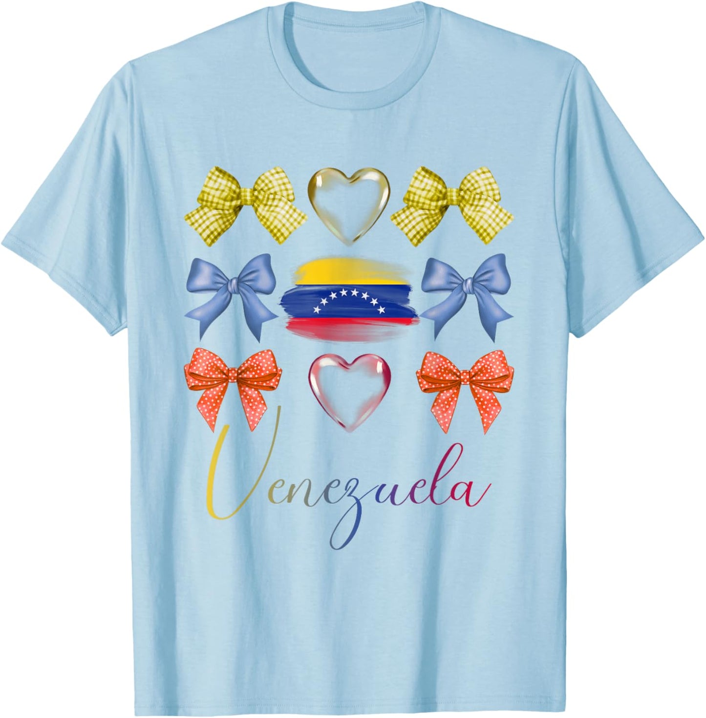 Venezuelan Bows Pride Roots Latina Women Girls Venezuela Bow T-Shirt - T-Shirt | Light Blue