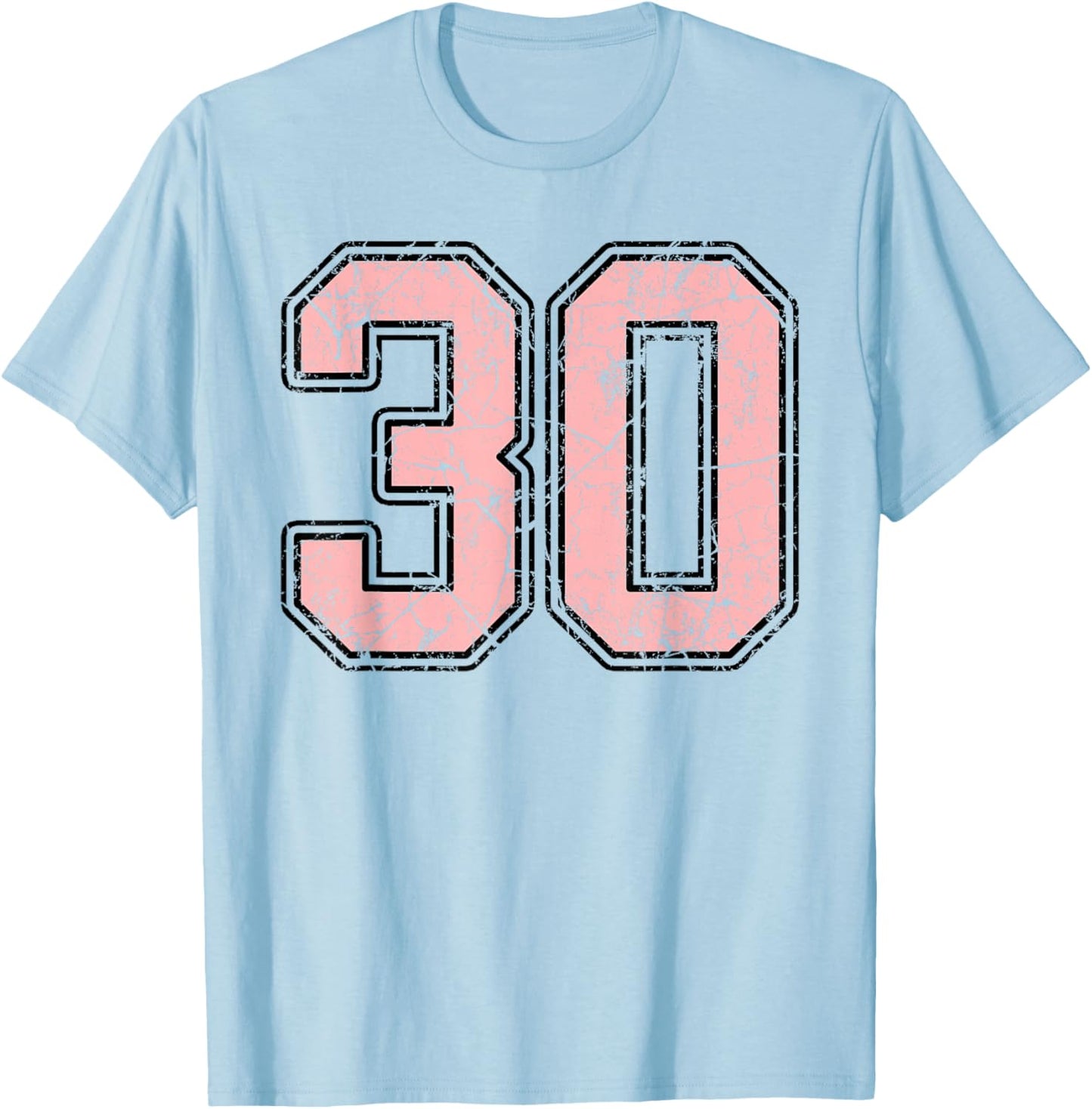 Pink and Black Number 30 Jersey Player Uniform #30 Fan T-Shirt - T-Shirt | Light Blue
