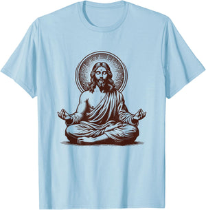 Jesus Meditating As A Buddhist Monk Meditation T-Shirt - T-Shirt | Light Blue