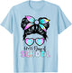 67 33 Days of School Girl Messy Bun Hair 100th Day of School T-Shirt - T-Shirt | Light Blue