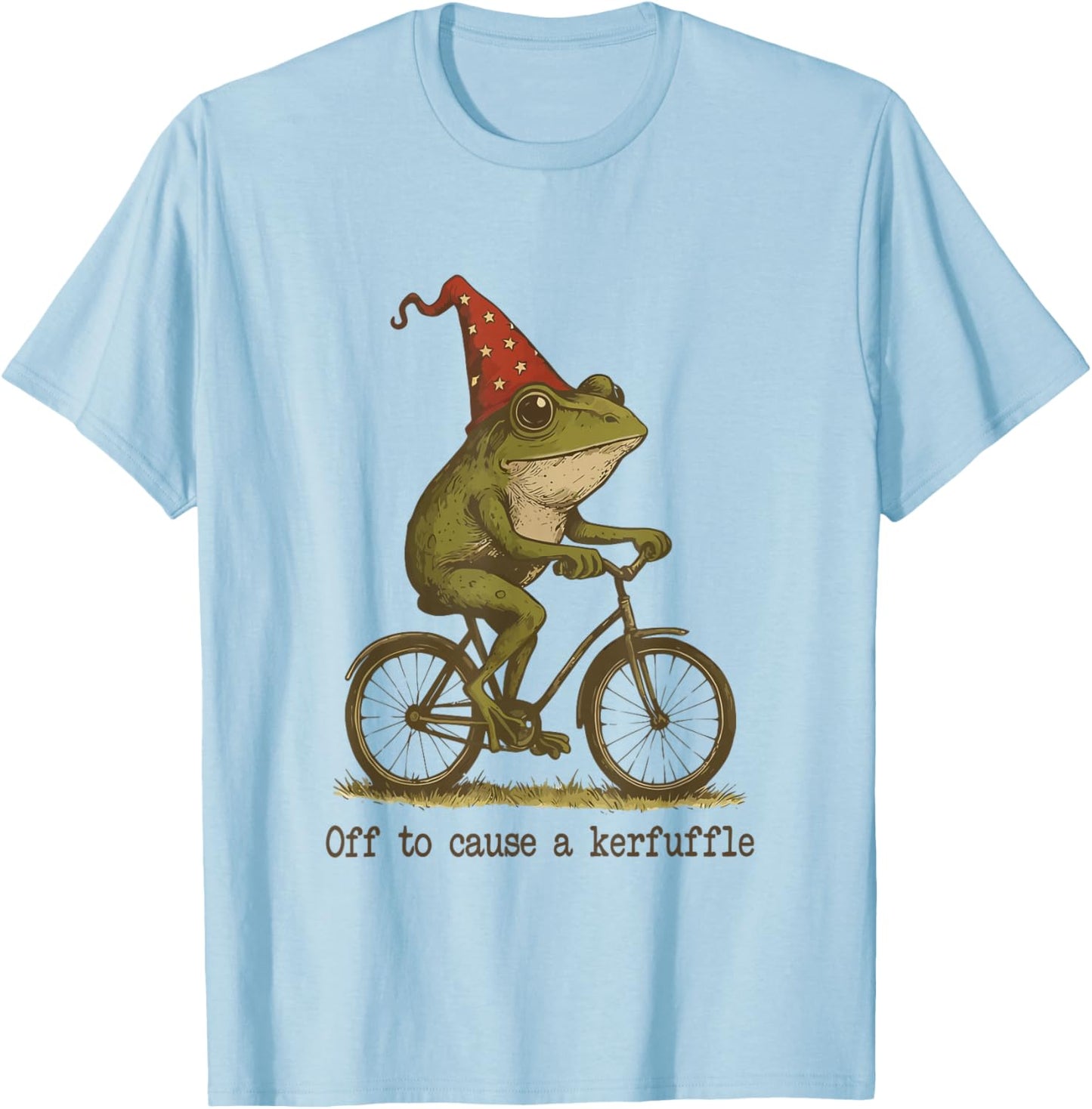 Off to Cause A Kerfuffle Frog Funny Weirdcore Wizard Frog T-Shirt - T-Shirt | Light Blue