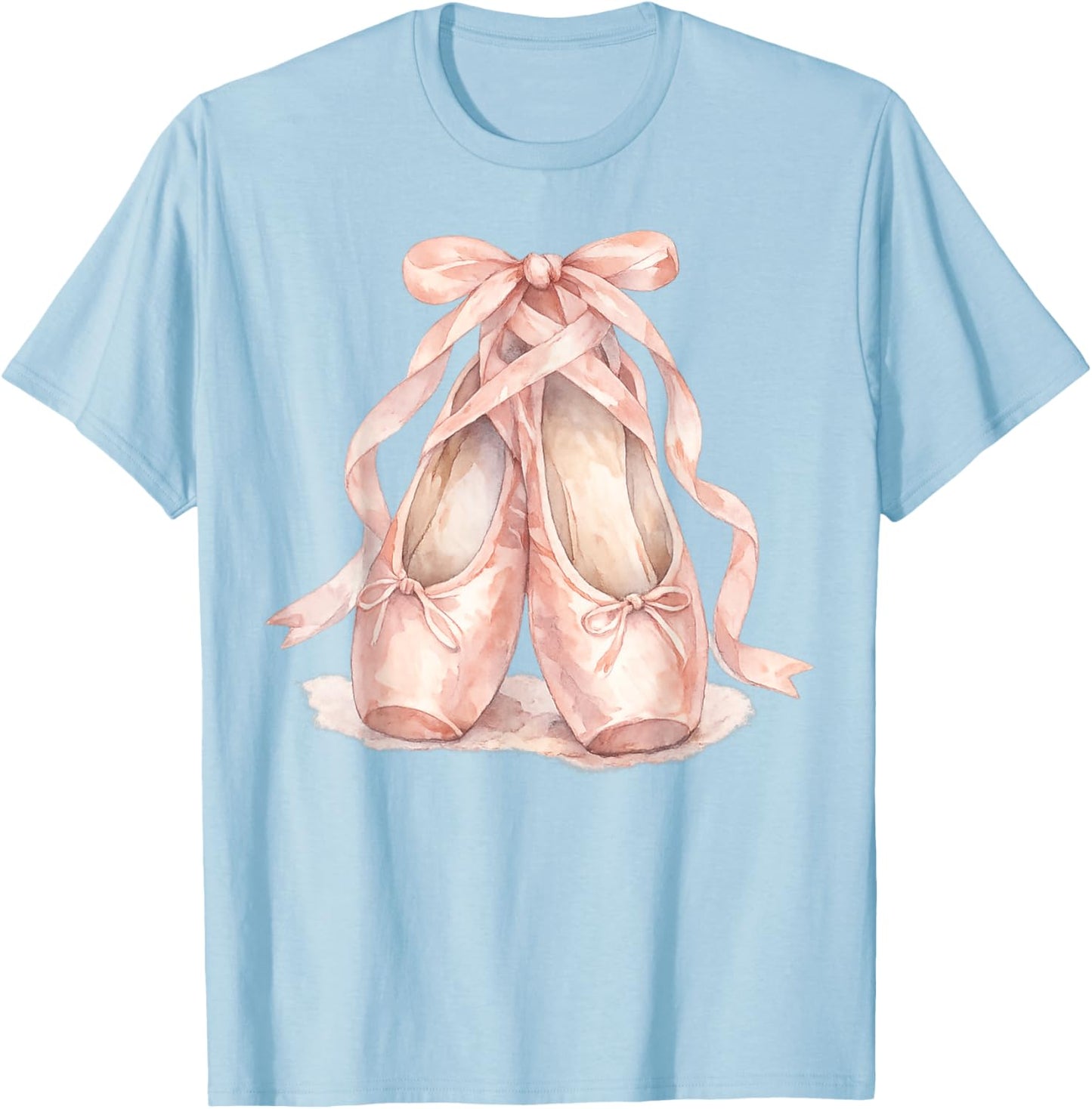 Watercolor Pink Ballerina Pointe Shoes T-Shirt - T-Shirt | Light Blue