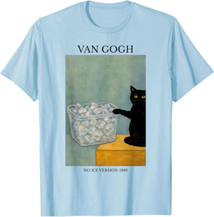 Funny Van Gogh Cat Meme No Ice Version 1888 T-Shirt - T-Shirt | Light Blue