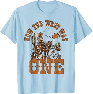 How The West was One It's My 1st Birthday Cowboy Bday Boys T-Shirt - T-Shirt | Light Blue