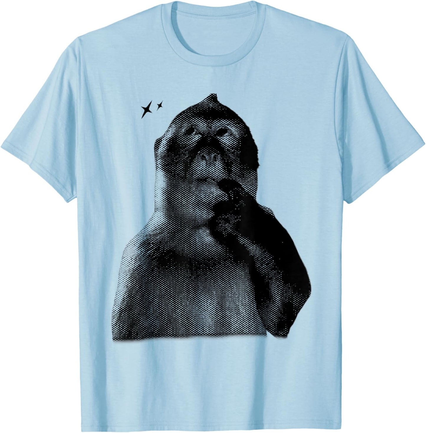 Funny Thinking Monkey Meme 2YK Graphic T-Shirt - T-Shirt | Light Blue