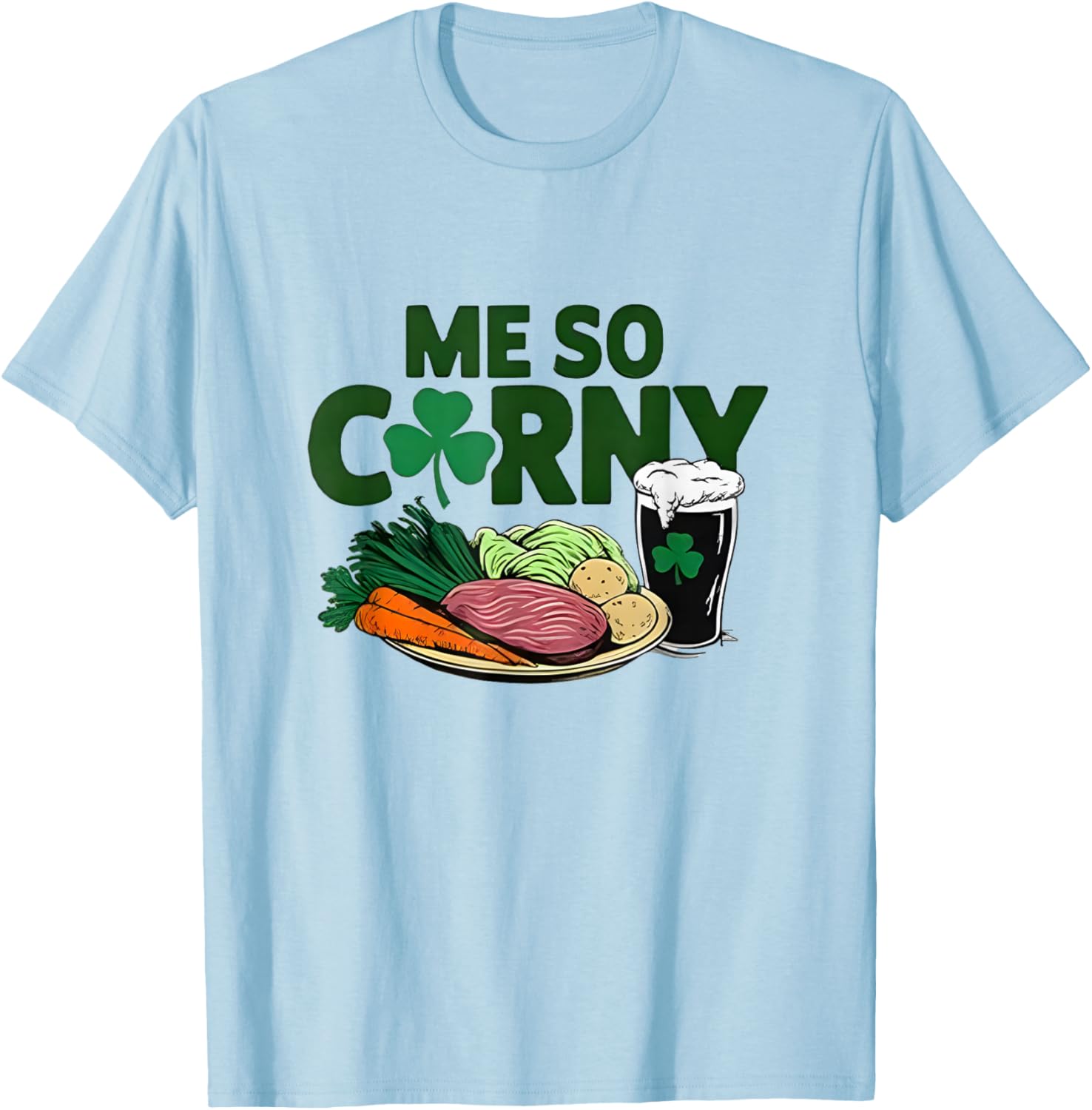 Me So Corny Beer Corned Beef and Cabbage T-Shirt - T-Shirt | Light Blue