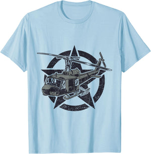 UH-1 Huey On Star US Military Helicopter Aviation Pilot T-Shirt - T-Shirt | Light Blue