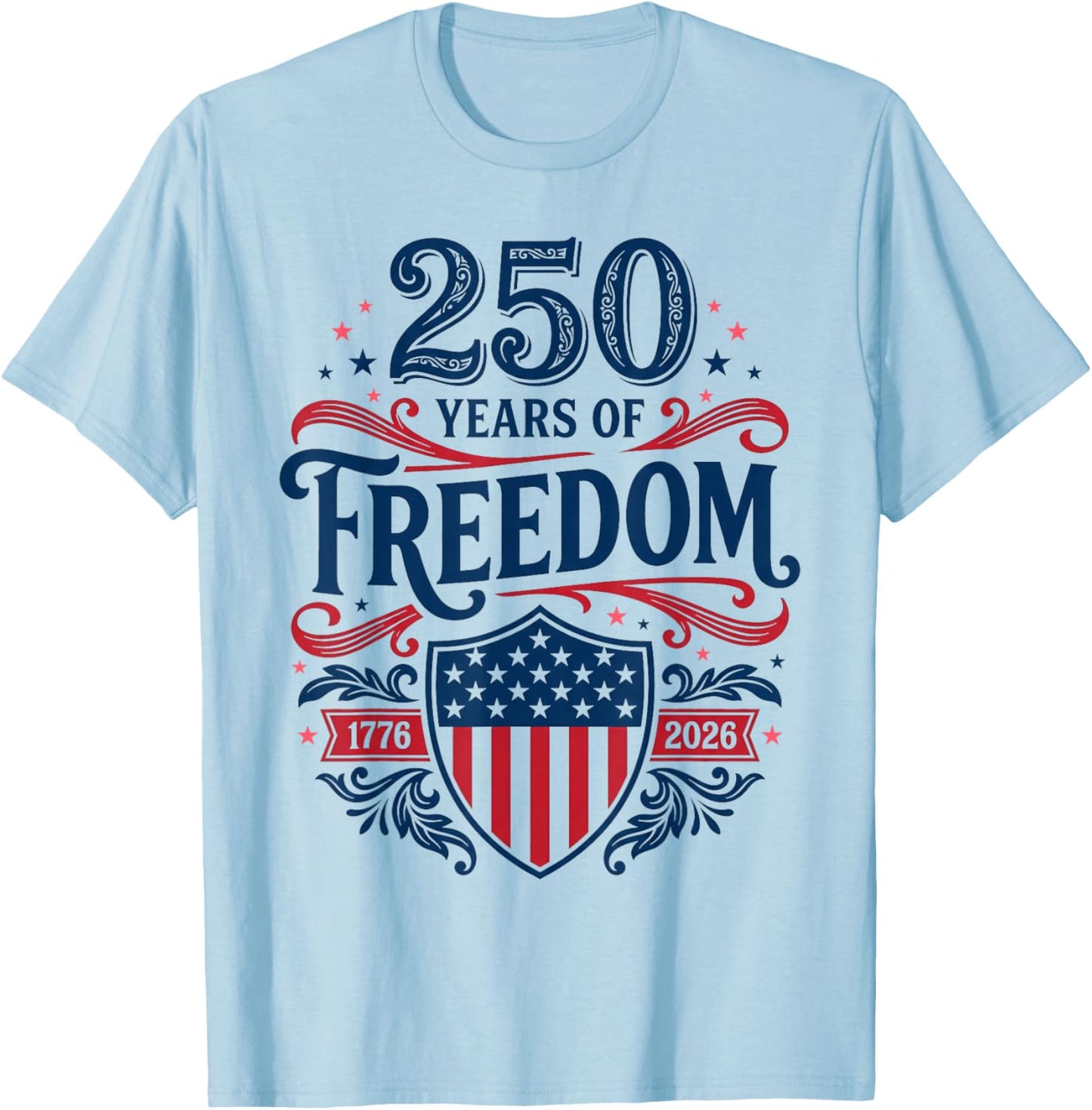 Retro 250 Years American 1776 2026 250th USA Years Men Women T-Shirt - T-Shirt | Light Blue