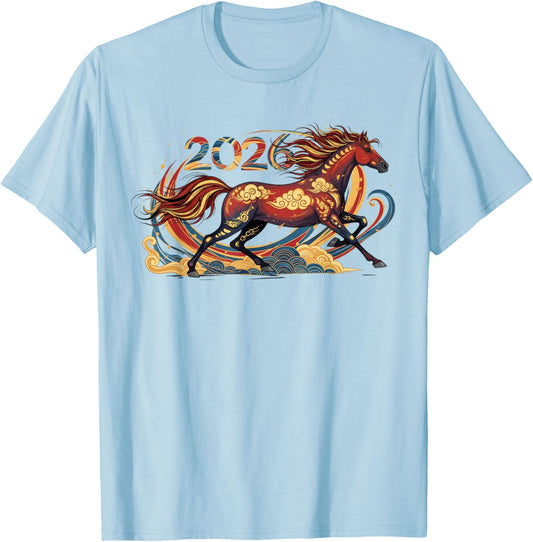 Celebrate 2026 Year of The Horse Lunar New Year T-Shirt - T-Shirt | Light Blue