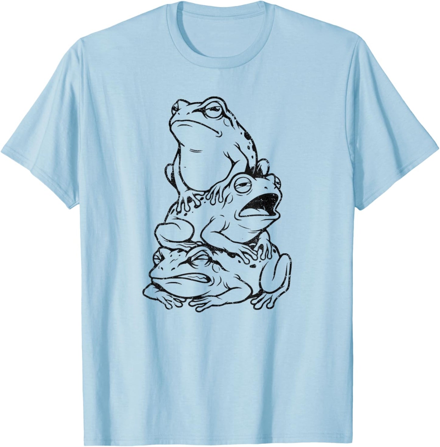 Frog Lover Men Women Funny Frog Totem Three Grumpy Frogs T-Shirt - T-Shirt | Light Blue