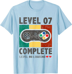 7th Wedding Anniversary 7 Years Retro Level 7 Complete T-Shirt - T-Shirt | Light Blue