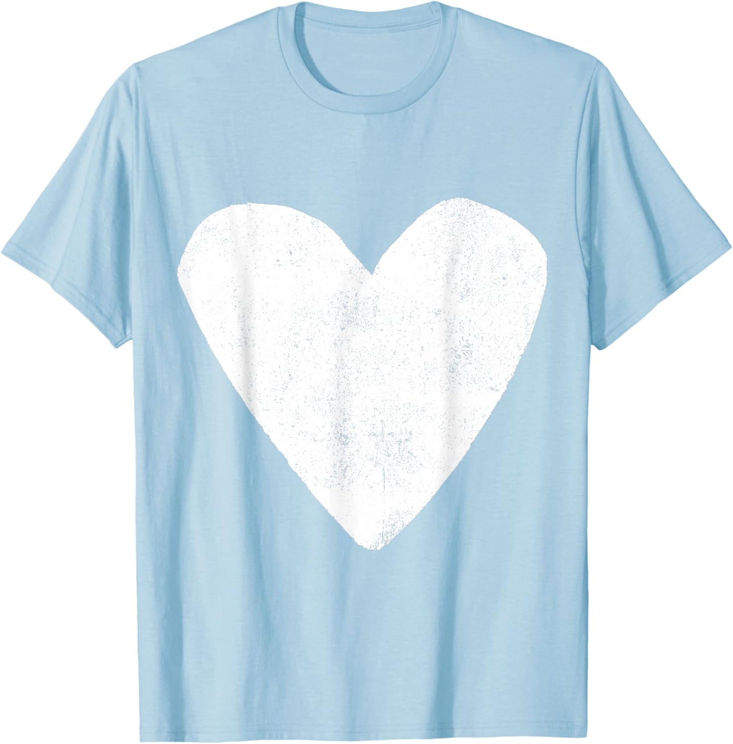 Love Heart White Color Light Blue T-Shirt - T-Shirt | Light Blue
