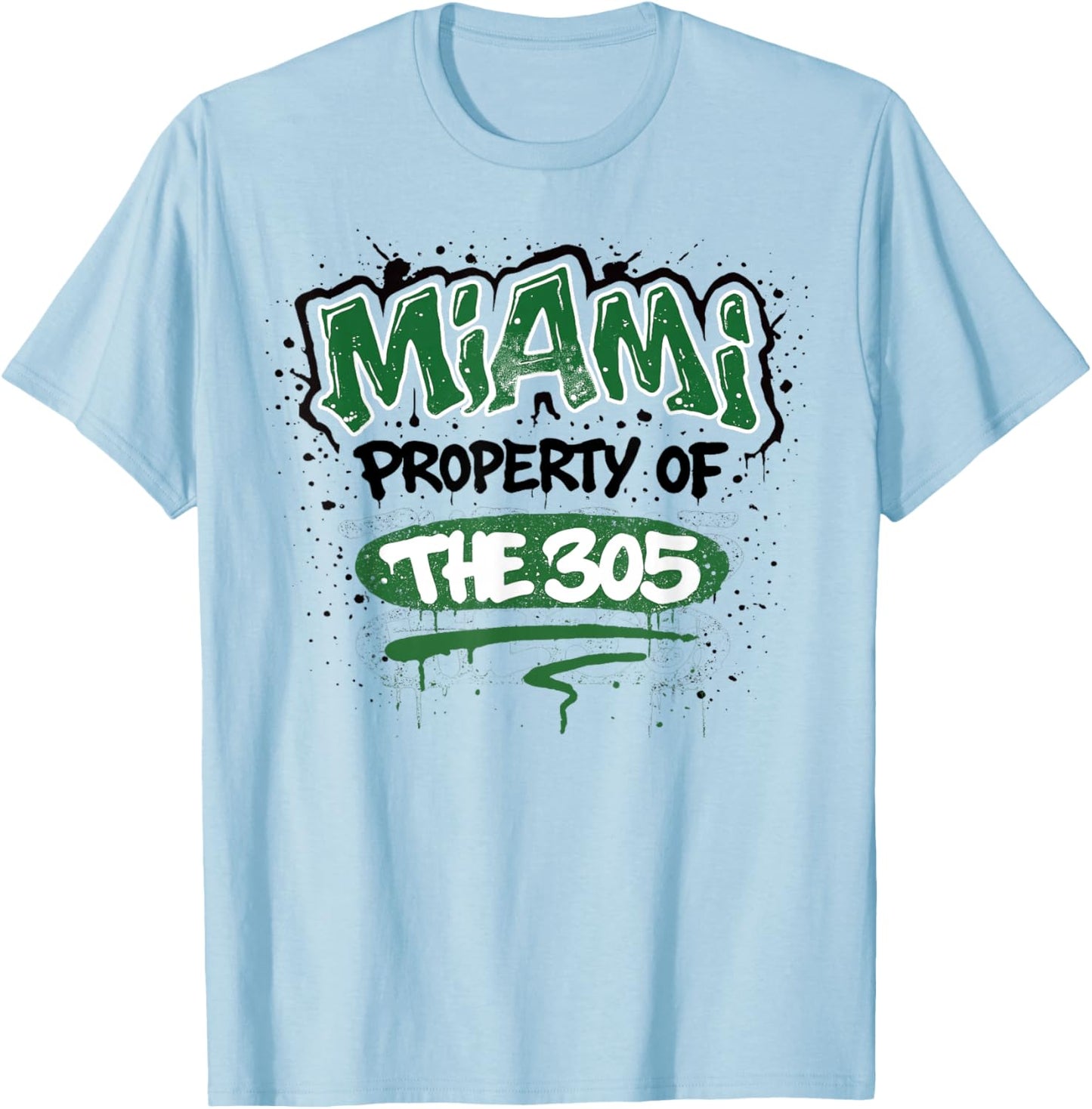 Miami Property of The 305 Unban Graffiti Spray Paint Design T-Shirt - T-Shirt | Light Blue