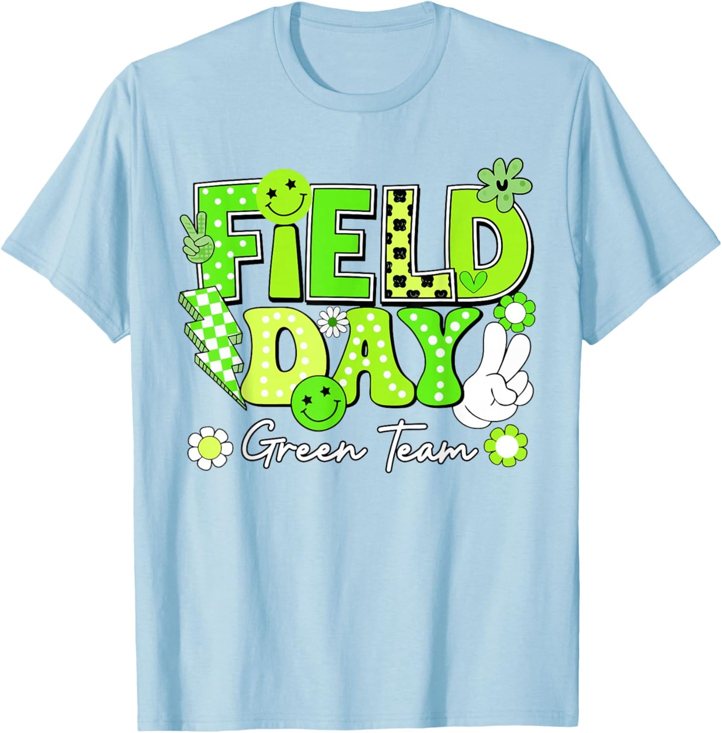 Field Day Green Team Funny for Teacher Kids Field Day Games T-Shirt - T-Shirt | Light Blue