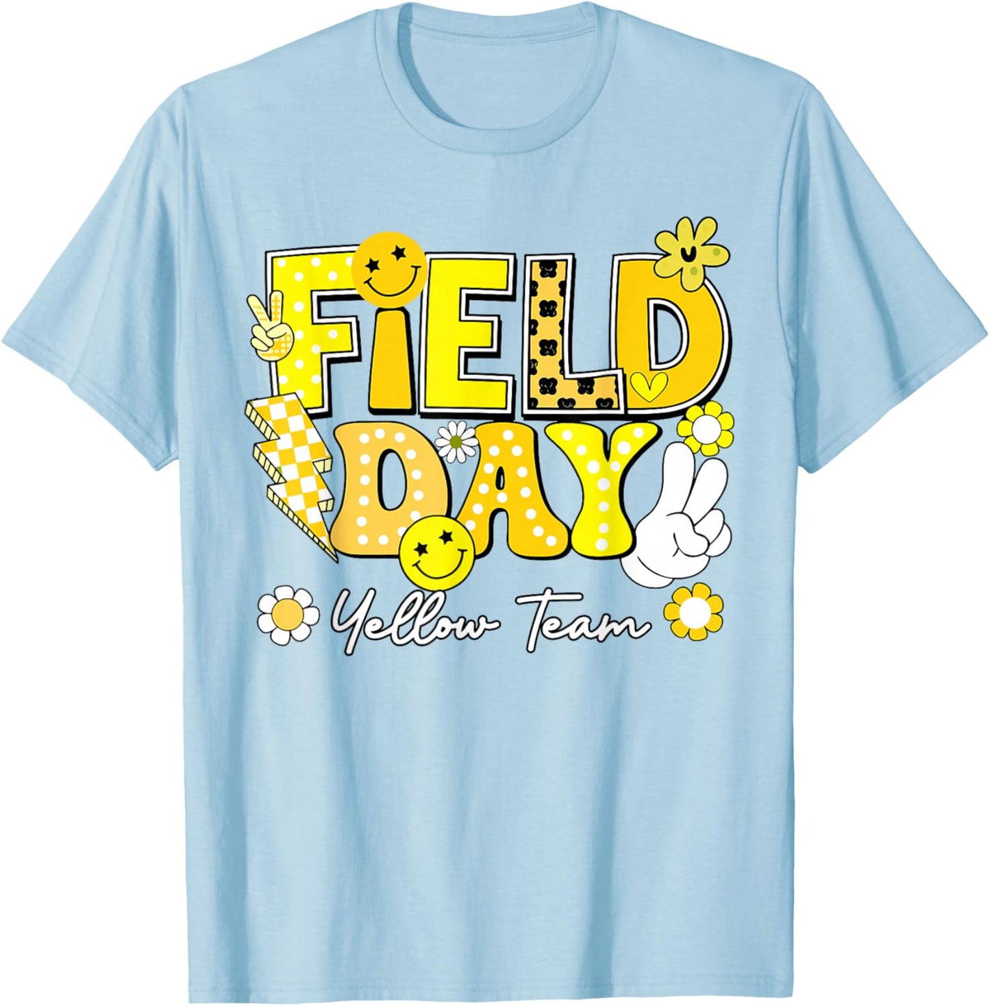 Field Day Yellow Team Funny for Teacher Kids Field Day Games T-Shirt - T-Shirt | Light Blue