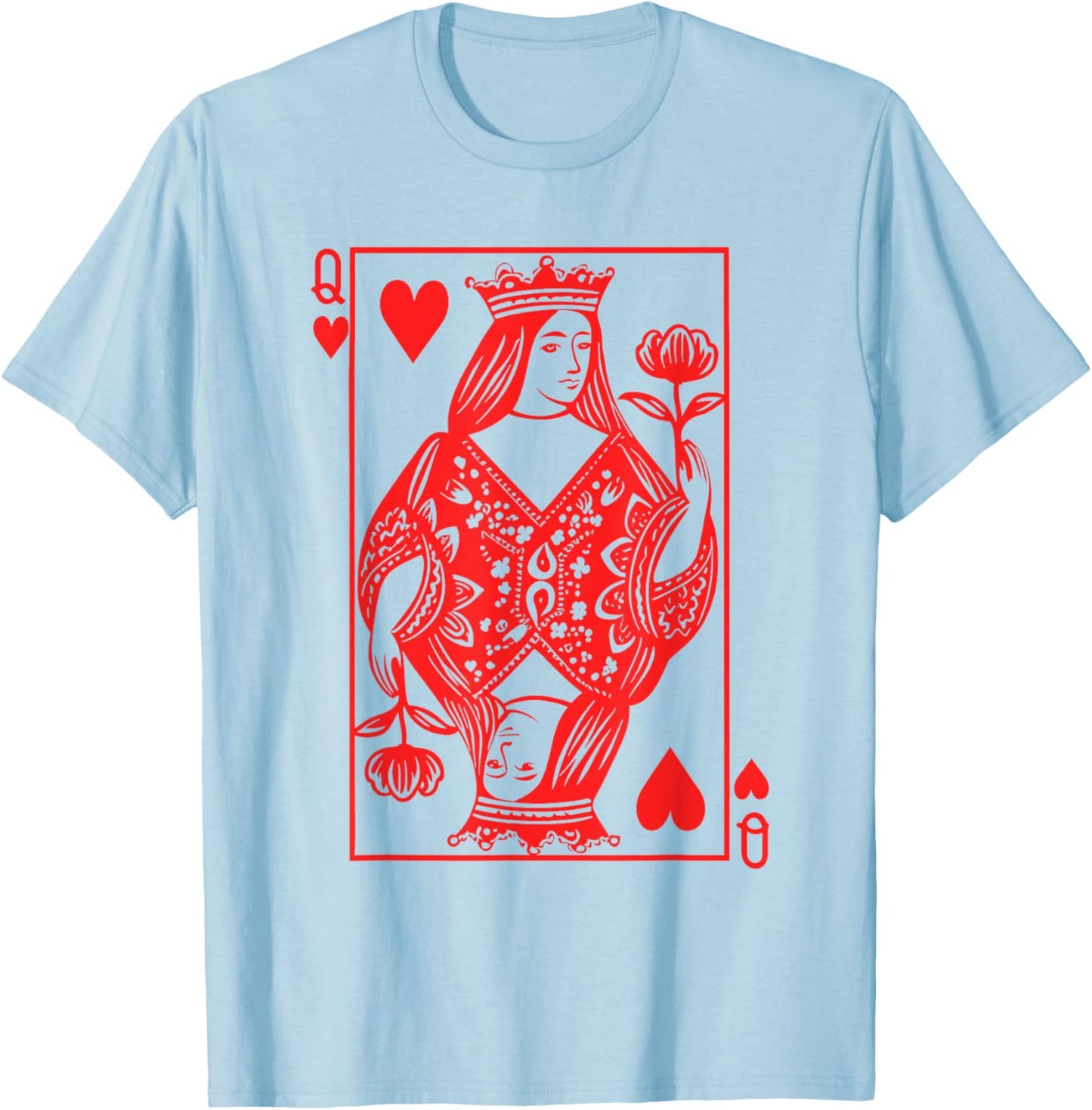 Queen of Hearts Girl Valentine Toddler Girls Valentine's Day T-Shirt - T-Shirt | Light Blue