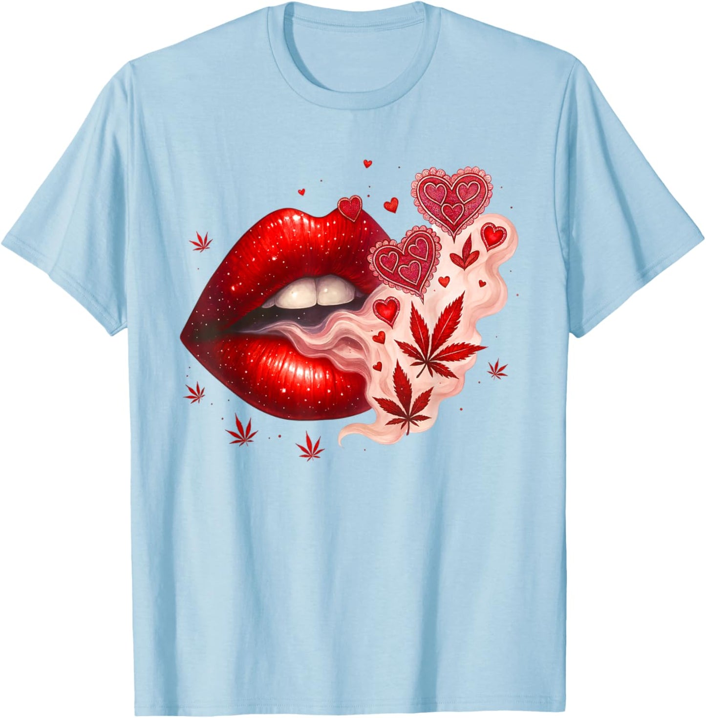 Valentine’s Day Cannabis Weed Lover Marijuana Stoner Babe T-Shirt - T-Shirt | Light Blue