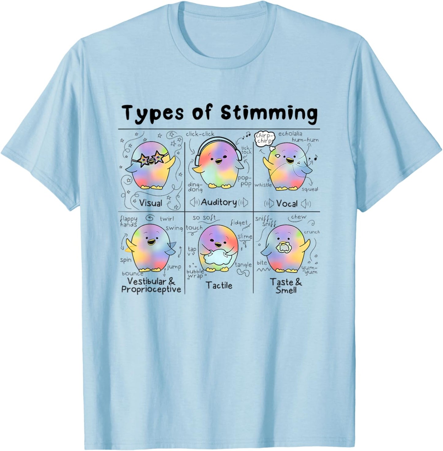 Types of Stimming T-Shirt - T-Shirt | Light Blue