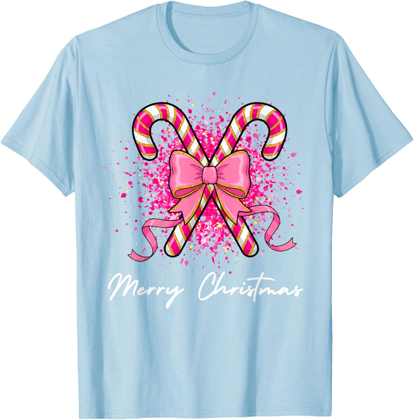 Christmas Pink Bow Croquette Candy Toddler Girls Teens Women T-Shirt - T-Shirt | Light Blue