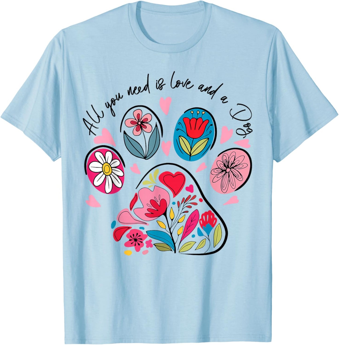 Dog Mama Valentine Funny Paw Dog Mom Valentines Mother's Day T-Shirt - T-Shirt | Light Blue