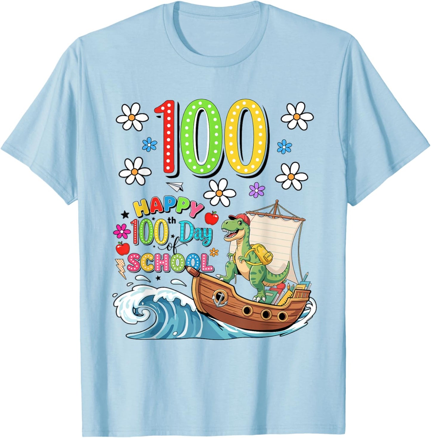 Happy 100th Day of School Design for Kids – 100 Days Smarter T-Shirt - T-Shirt | Light Blue