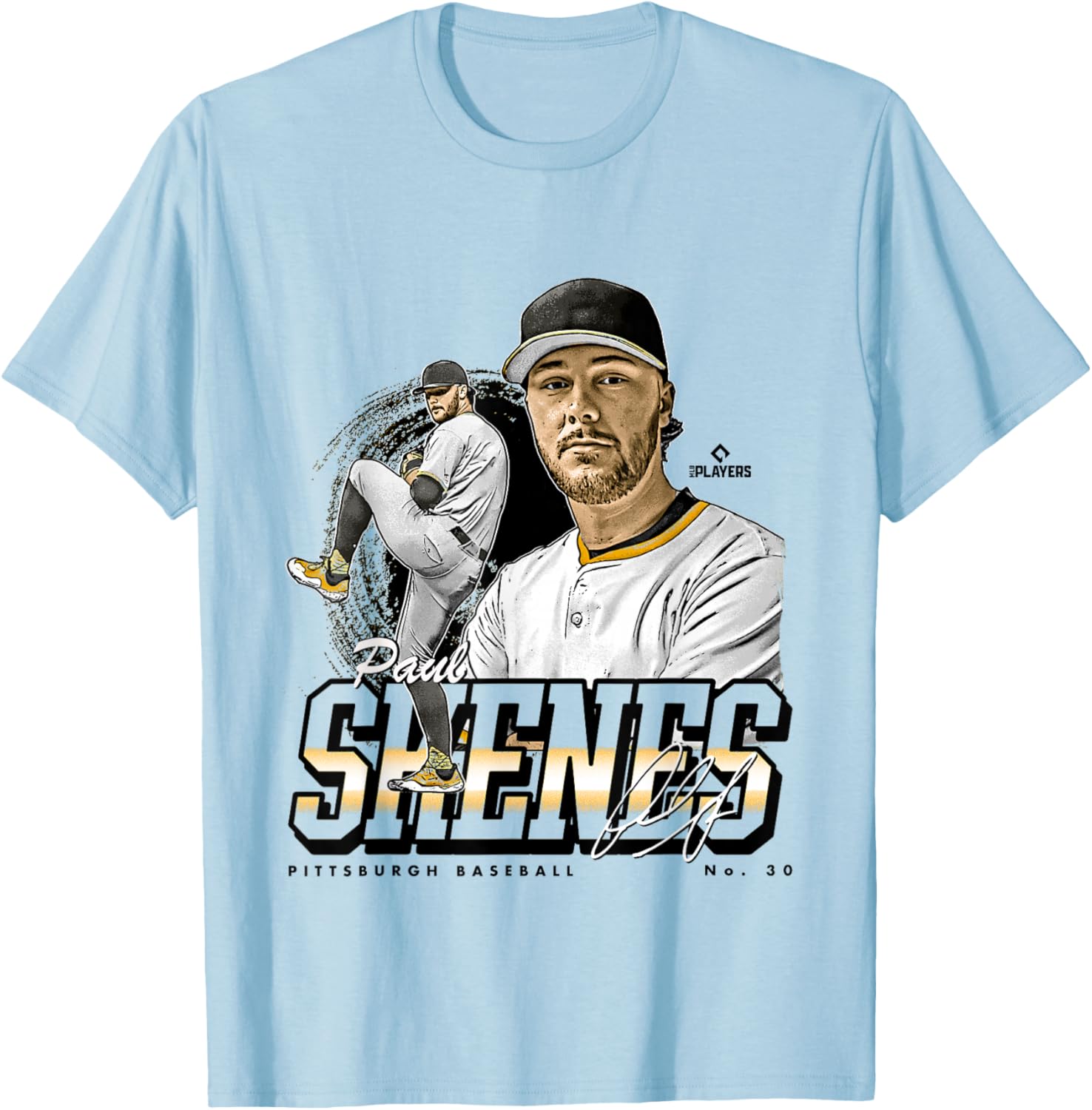 Paul Skenes | Pittsburgh MLB Baseball Players| MLBPSK302N T-Shirt - T-Shirt | Light Blue