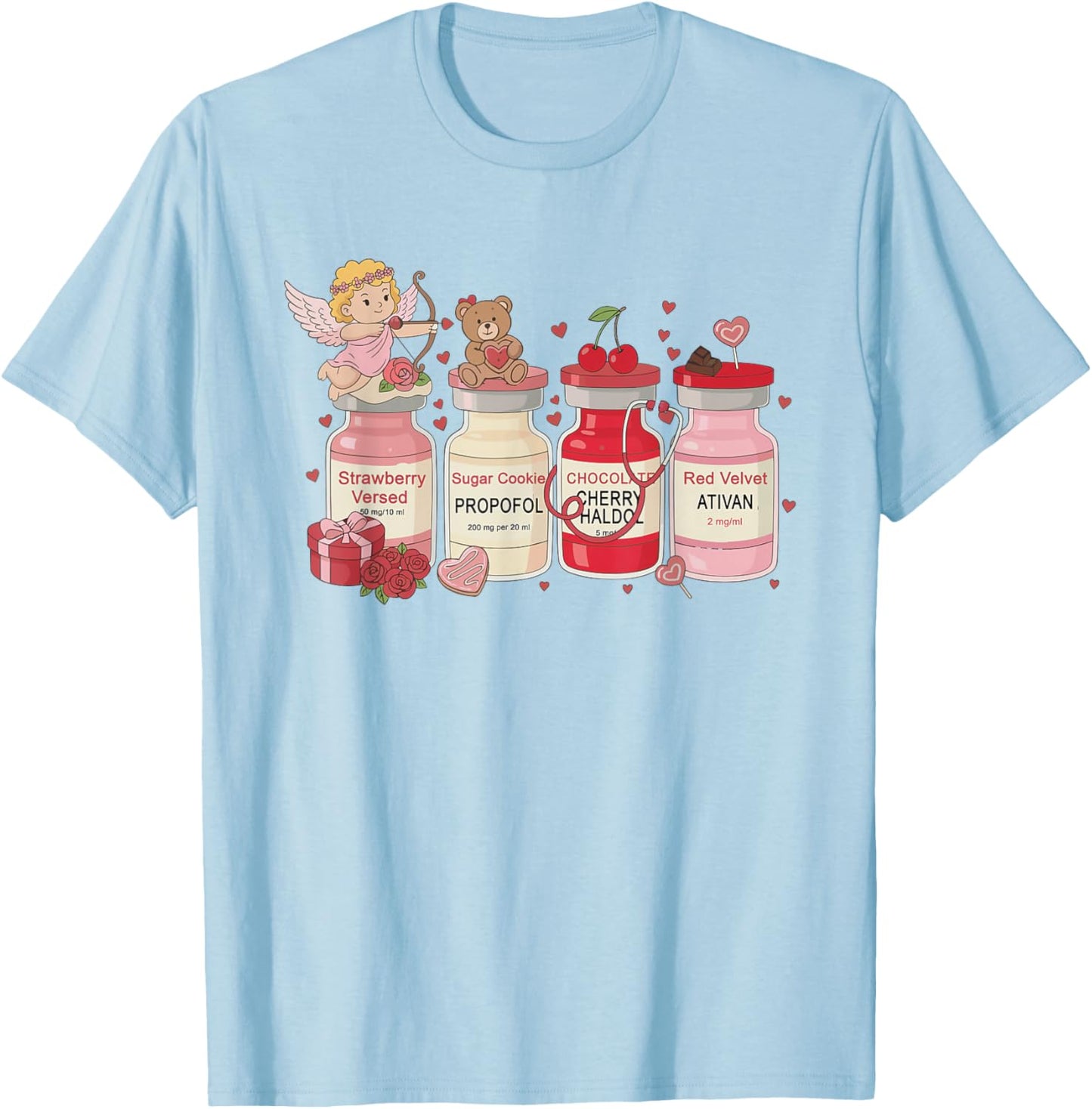 Cupid's Favorite Nurse Valentine Nursing Healthcare Worker T-Shirt - T-Shirt | Light Blue