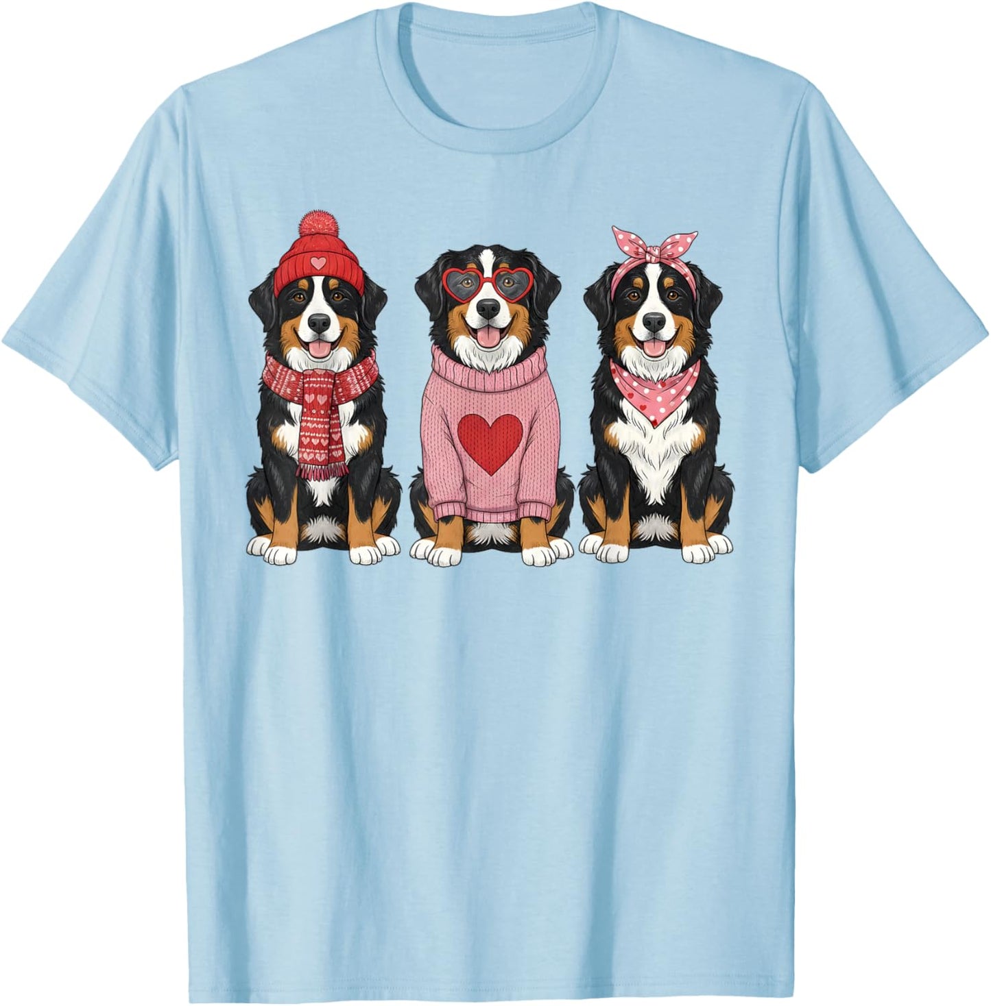 Cute Bernese Mountain Dog Valentine Berner T-Shirt - T-Shirt | Light Blue