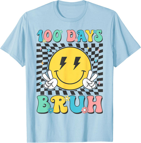 Cute100 Days Bruh100th Day of School Vibes Kids Boys Girls T-Shirt - T-Shirt | Light Blue