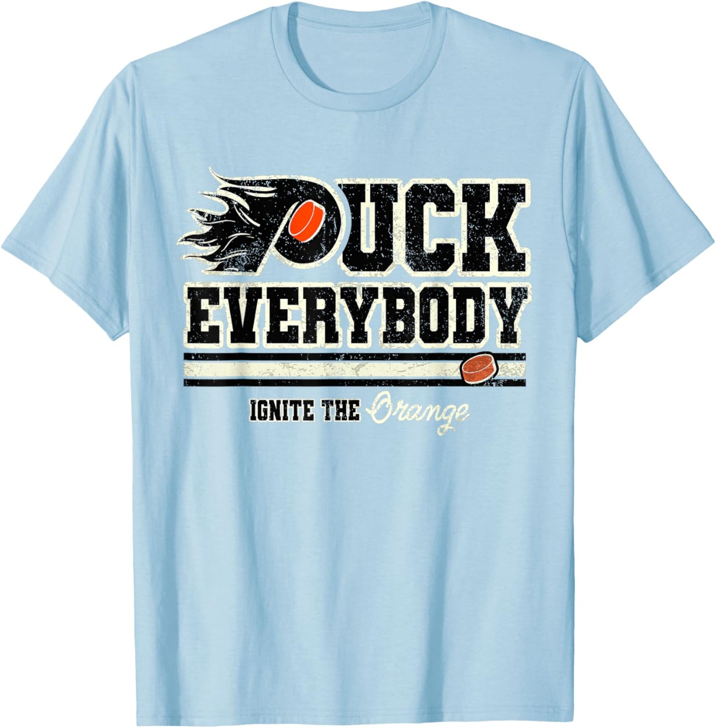 Vintage Puck Everybody Flyers Design T-Shirt - T-Shirt | Light Blue