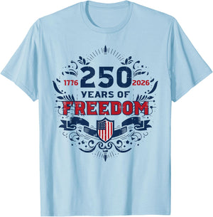 250 Years Freedom US Flag 250th Anniversary Men Women Kids T-Shirt - T-Shirt | Light Blue