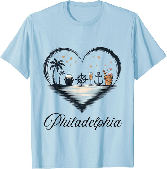 Girls Trip Cruise Vacation Travel Philadelphia T-Shirt - T-Shirt | Light Blue