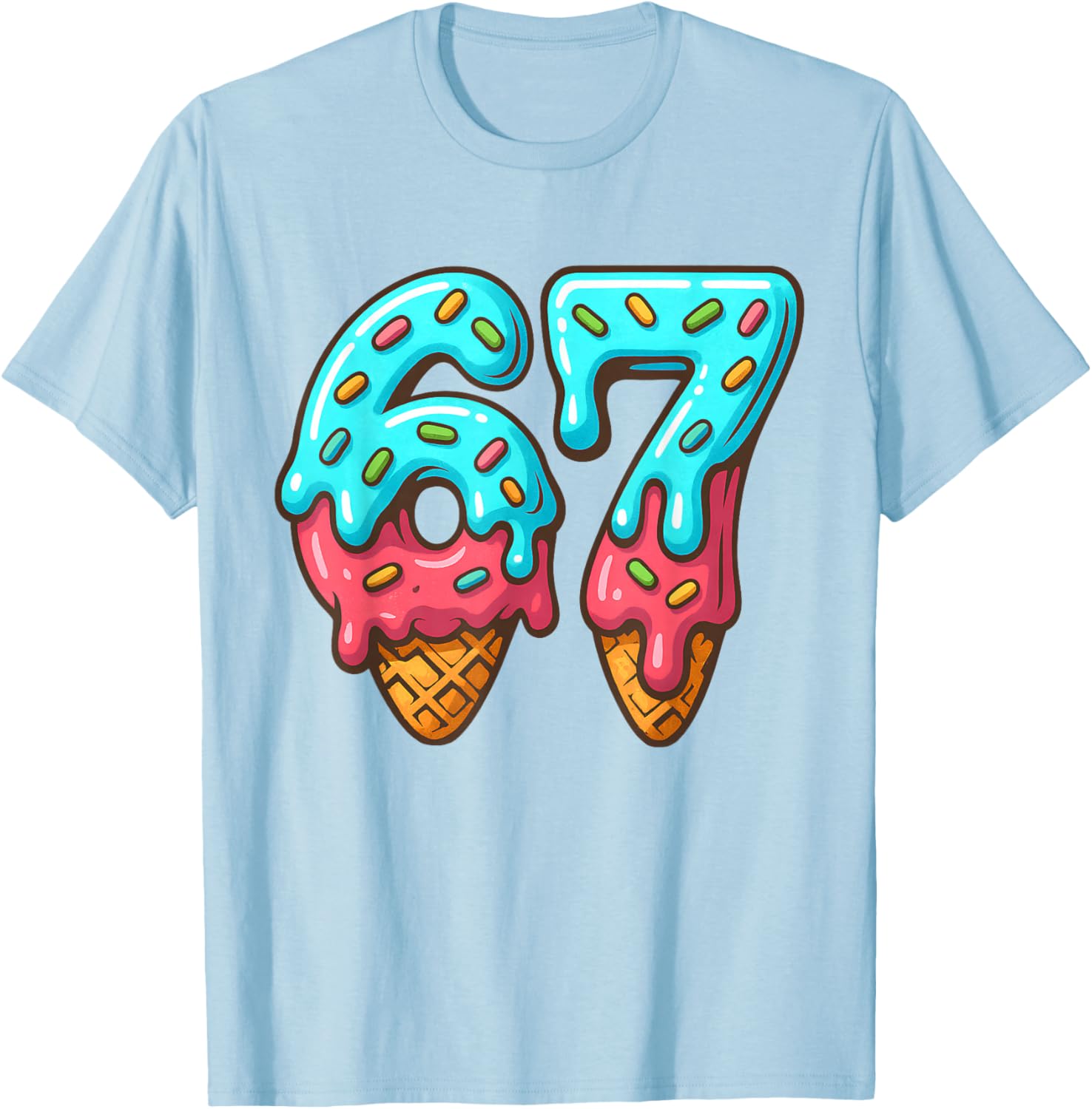 67 Meme Trendy Cream Halloween Funny Six Seven Gen Alpha Z T-Shirt - T-Shirt | Light Blue