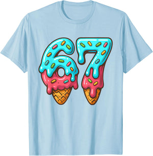 67 Meme Trendy Cream Halloween Funny Six Seven Gen Alpha Z T-Shirt - T-Shirt | Light Blue