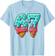 67 Meme Trendy Cream Halloween Funny Six Seven Gen Alpha Z T-Shirt - T-Shirt | Light Blue