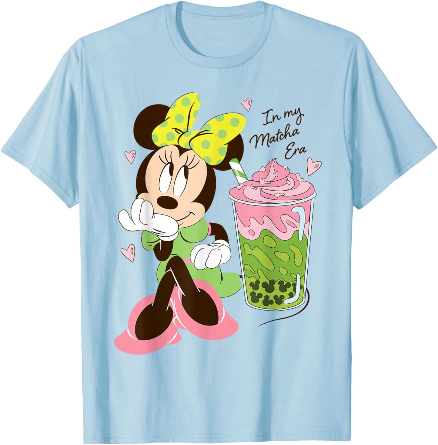Disney Minnie Mouse Valentine's Day Cute in My Matcha Era T-Shirt - T-Shirt | Light Blue