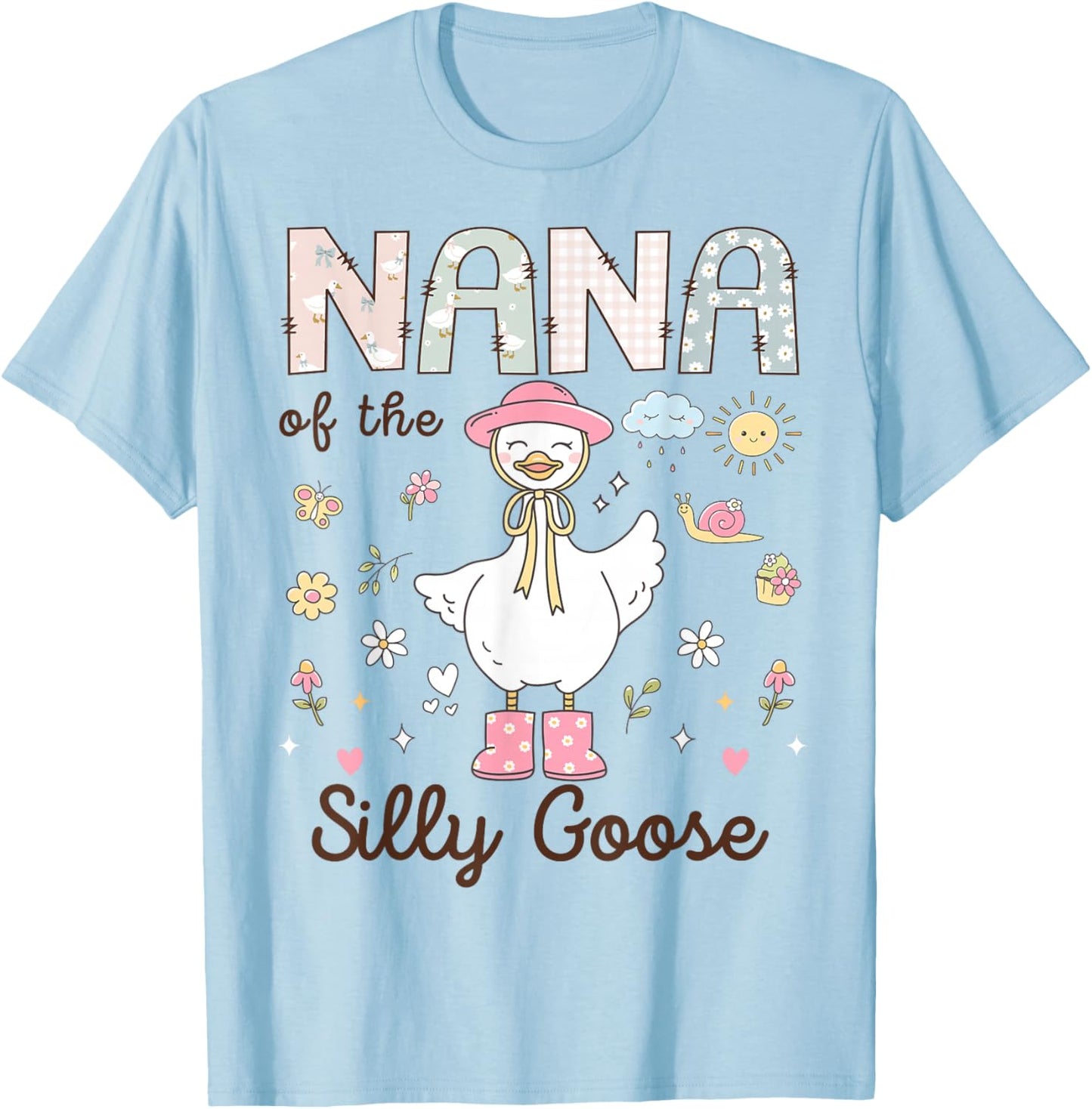 Nana of The Silly Goose First Birthday Girl Family T-Shirt - T-Shirt | Light Blue