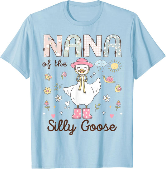 Nana of The Silly Goose First Birthday Girl Family T-Shirt - T-Shirt | Light Blue