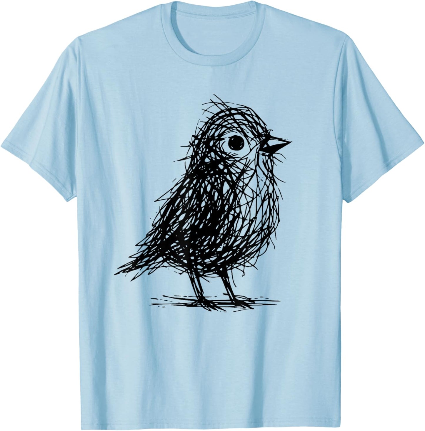 Minimal Line Art Minimalist Abstract Sketch Scribble Bird T-Shirt - T-Shirt | Light Blue