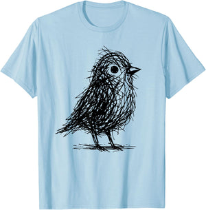 Minimal Line Art Minimalist Abstract Sketch Scribble Bird T-Shirt - T-Shirt | Light Blue