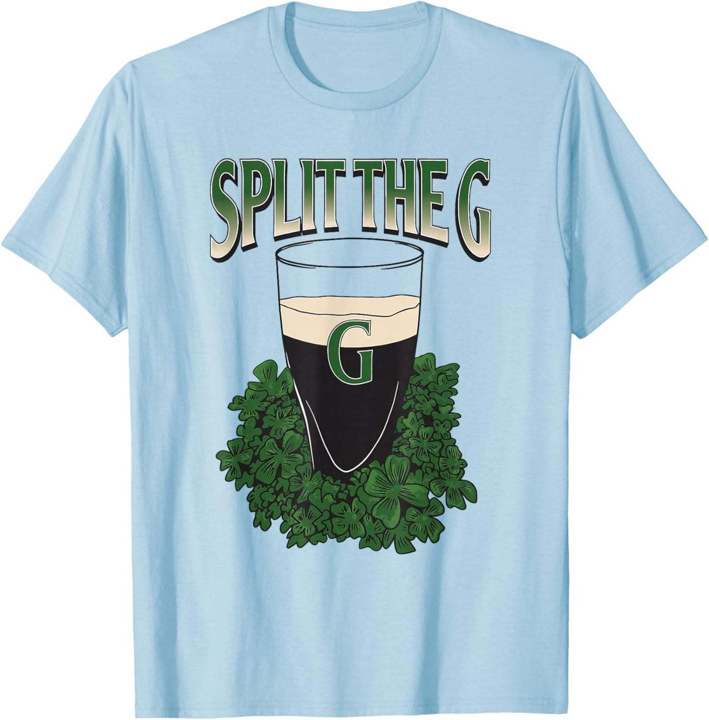 St. Patrick's Day Shamrock Funny Split The G T-Shirt - T-Shirt | Light Blue