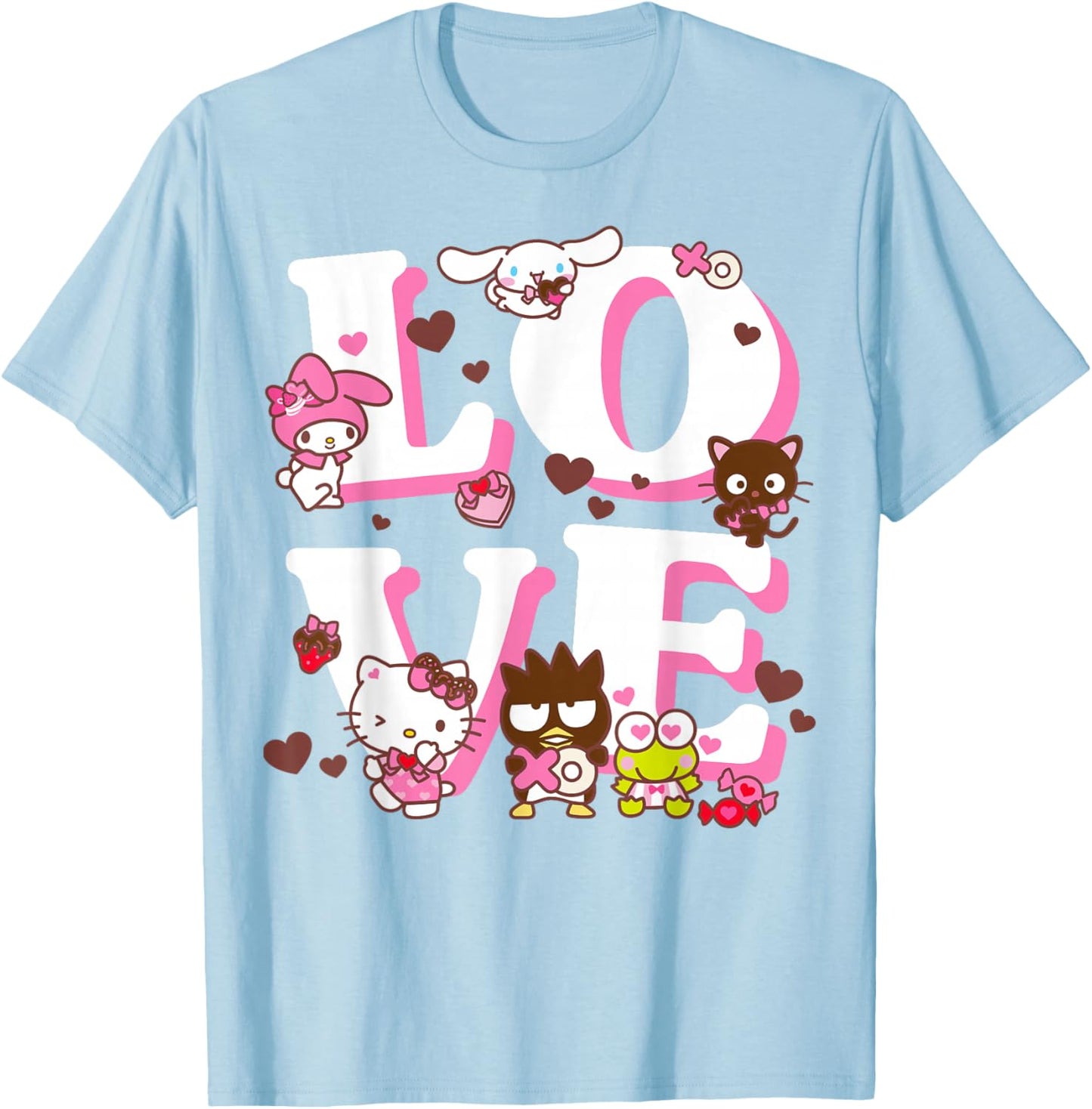Hello Kitty Valentine's Day Love Cute Sanrio Friends T-Shirt - T-Shirt | Light Blue