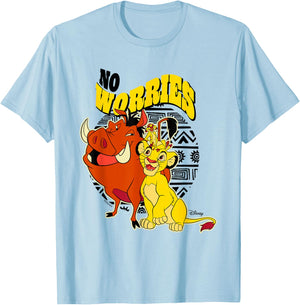 Disney The Lion King Simba Timon Pumbaa Worries Cute T-Shirt - T-Shirt | Light Blue